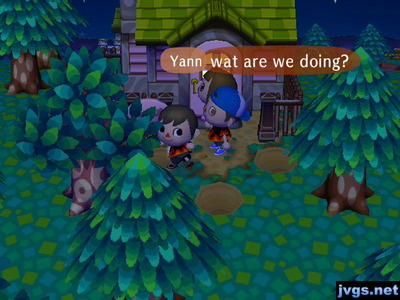 Bouncing around outside of a house.