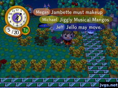 Megan: Jambette must makeup. Micheal: Jiggly musical mangos. Jeff: Jello may move.