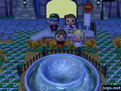 Jeff, Mike, Yann, and Megan pose near the fountain for one last picture before Wi-Fi online play ended for ACCF.