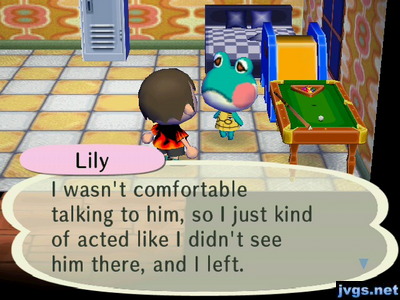 Lily: I wasn't comfortable talking to him, so I just kind of acted like I didn't see him there, and I left.