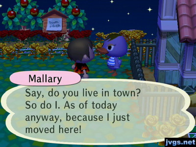 Mallary: Say, do you live in town? So do I. As of today anyway, because I just moved here!