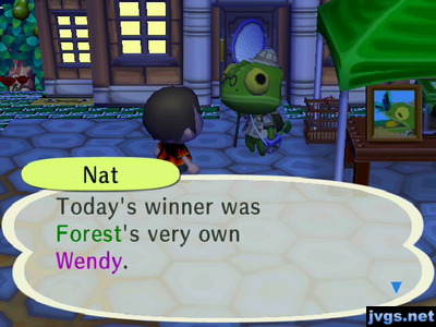 Nat: Today's winner was Forest's very own Wendy.