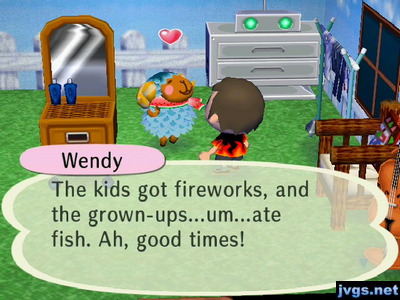 Wendy: The kids got fireworks, and the grown-ups...um...ate fish. Ah, good times!