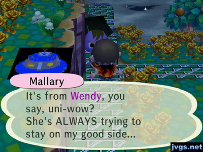 Mallary: It's from Wendy, you say, uni-wow? She's ALWAYS trying to stay on my good side...