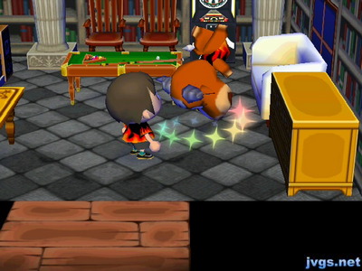 Angus flips upside down as he takes some medicine.