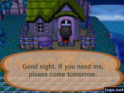 Sign on Kiki's door: Good night. If you need me, please come tomorrow.