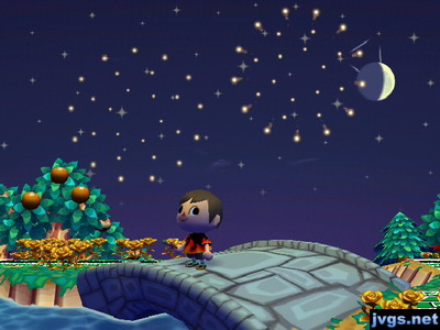 Fireworks explode in the sky above me as I stand on a bridge.