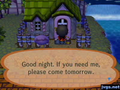 Sign on Kiki's door: Good night. If you need me, please come tomorrow.