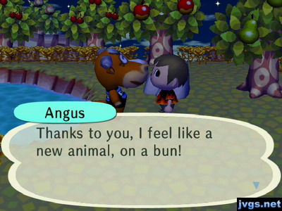 Angus: Thanks to you, I feel like a new animal, on a bun!