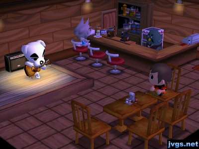 K.K. performs some music in the Roost for me and Fang.