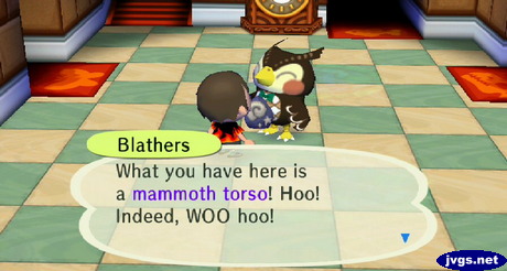 Blathers: What you have here is a mammoth torso! Hoo! Indeed, WOO hoo!