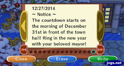 ~Notice~ The countdown starts on the morning of December 31st in front of the town hall! Ring in the new year with your beloved mayor!