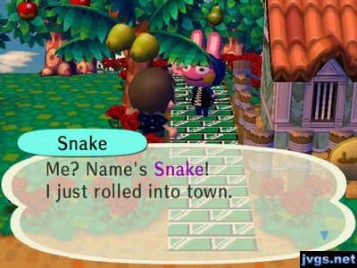 Snake: Me? Name's Snake! I just rolled into town.