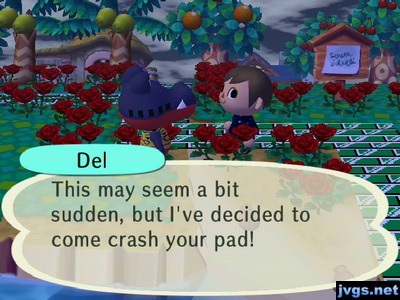 Del: This may seem a bit sudden, but I've decided to come crash your pad!