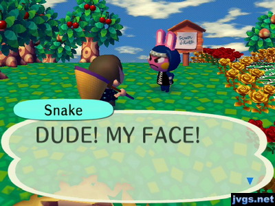 Snake: DUDE! MY FACE!