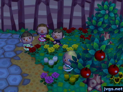 Applauding in the flower garden.