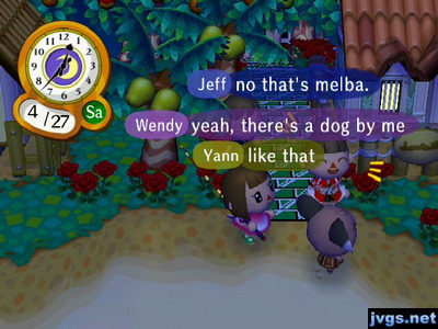 Wendy: Yeah, there's a dog by me. Jeff: No, that's Melba.