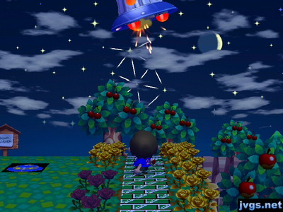 I hit Gulliver's flying saucer (UFO) with my slingshot. Direct hit!