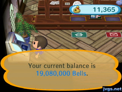 Your current balance is 19,080,000 bells.