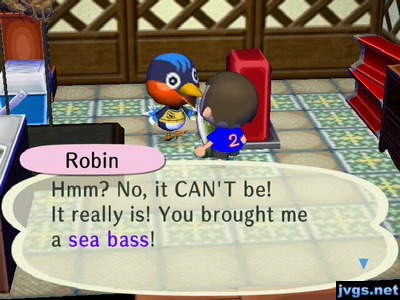 Robin: Hmm? No, it CAN'T be! It really is! You brought me a sea bass!
