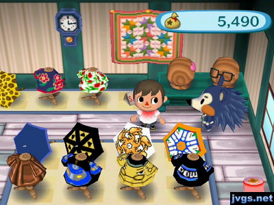 Me wearing the snowcone shirt in Able Sisters. It's mostly white, but it's red around the neck area.