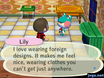 Lily: I love wearing foreign designs. It makes me feel nice, wearing clothes you can't get just anywhere.
