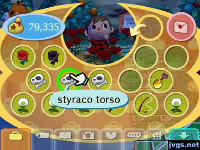 Three fossils in my pockets, with the cursor on the styraco torso.