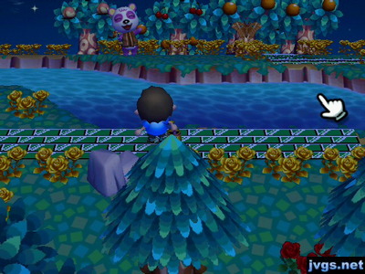 Waving to Pinky from across the river.