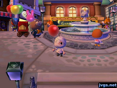 Jeff the mummy holding a red balloon from Phineas in the city.