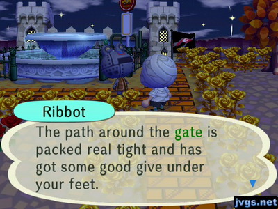 Ribbot: The path around the gate is packed real tight and has got some good give under your feet.