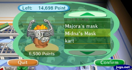 Midna's Mask (6,500 points) available from Nook's Point Tracking System (PTS).