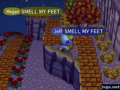 Jeff and Megan, in unison: SMELL MY FEET!