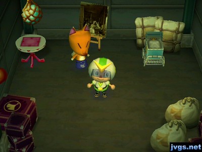 A lovely end table, a solemn painting, and a stroller on sale in Crazy Redd's shop.