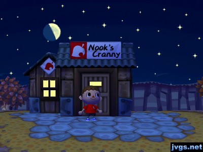 Standing outside of Nook's Cranny in Animal Crossing: City Folk (ACCF).