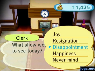 Clerk: What show would you like to see today?