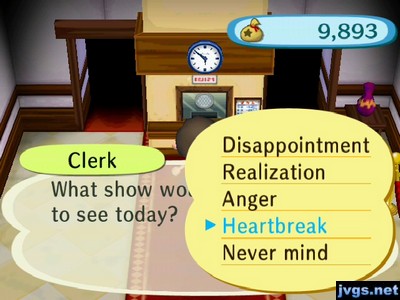 Clerk: What show would you like to see today?