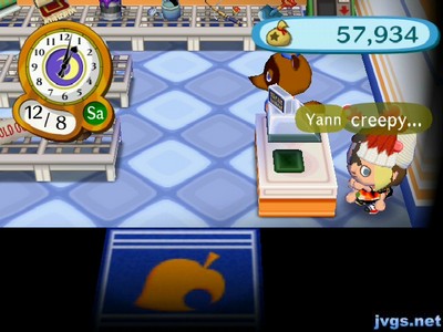 Jeff, Megan, and Yann standing in the same spot in Nook 'n' Go.