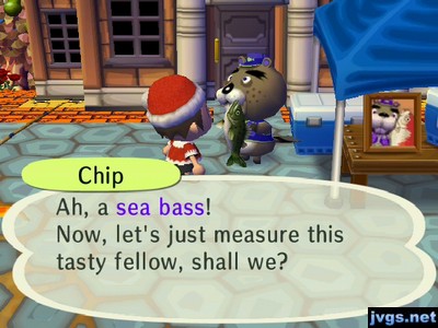 Chip: Ah, a sea bass! Now, let's just measure this tasty fellow, shall we?
