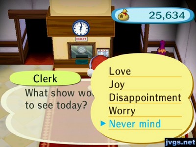 Clerk: What show would you like to see today?