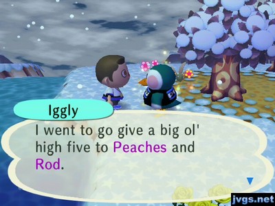 Iggly: I went to go give a big ol' high five to Peaches and Rod.