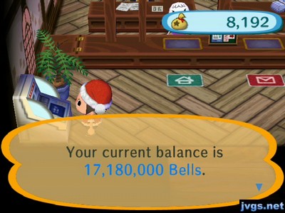 Your current balance is 17,180,000 bells.