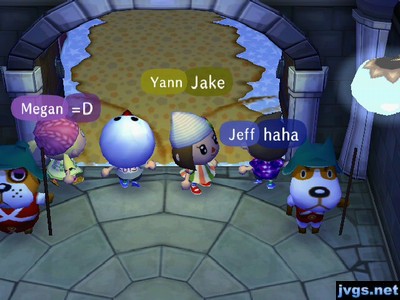 Megan, Jake, Yann, and Jeff hanging with Booker and Copper at the gate.