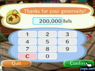 Thanks for your generosity! 200,000 bells.