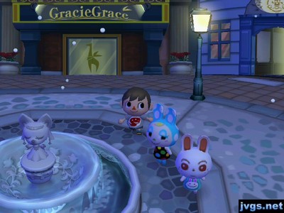 Two rabbits, Francine and Ruby, in the snowy city.