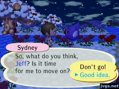 Sydney: So, what do you think, Jeff? Is it time for me to move on?