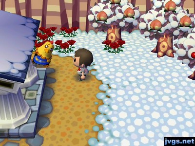 Egbert peeks out from behind the museum during a game of hide-and-seek.