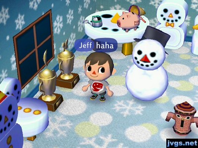 A snowman wearing a hat?