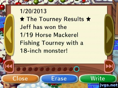 *The Tourney Results* Jeff has won the 1/19 Horse Mackerel Fishing Tourney with a 18-inch monster!