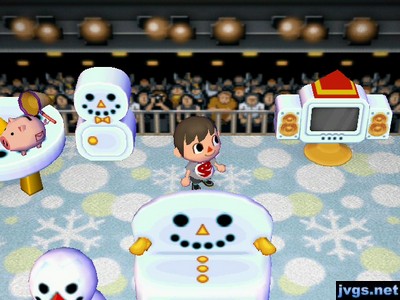 The ringside seating wallpaper on display in my house, along with my snowman furniture.