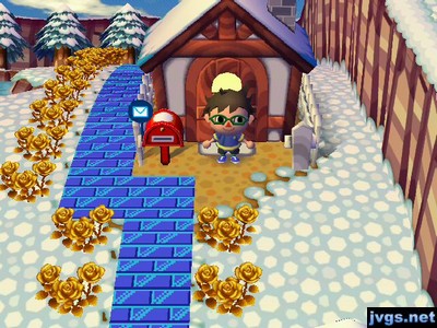 Guest, with bedhead, stands outside of his house.